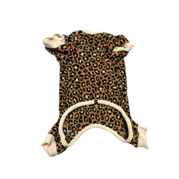 Pet Posse Fleece Leopard Print Pet Pajamas Size M - Picture 2 of 4